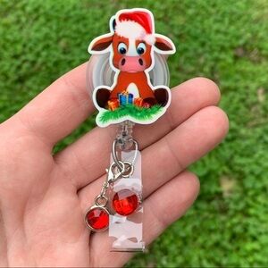 Christmas Cow Badge Holder
